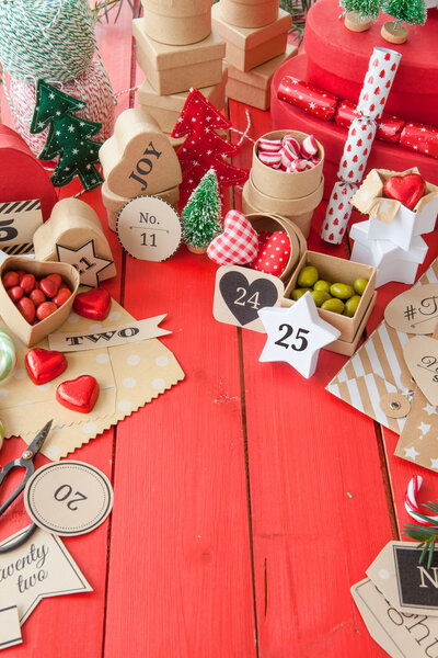 Advent calendar with gift boxes