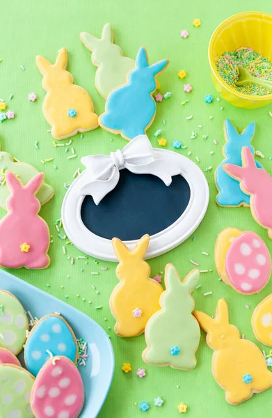 Cute Sugar Cookies Shape Bunnies Easter — Stock Photo, Image