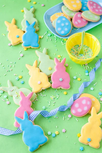 Cute Sugar Cookies Shape Bunnies Easter — Stock Photo, Image