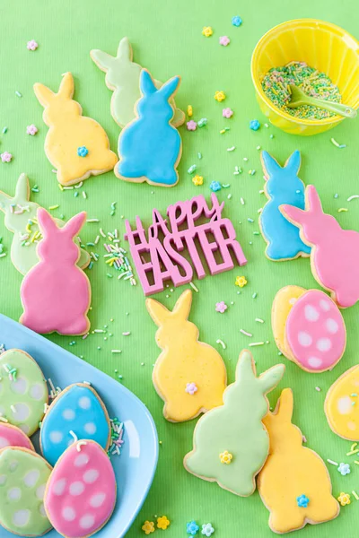 Cute Sugar Cookies Shape Bunnies Easter — Stock Photo, Image