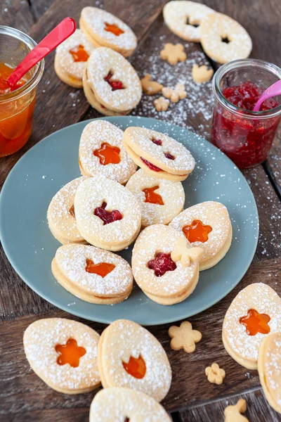 Jam Filled Sugar Cookies Happy Easter — Stock Photo, Image