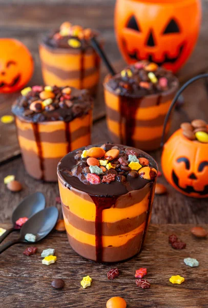 Colorful Pudding Dessert Sugar Sprinkles Halloween — Stock Photo, Image