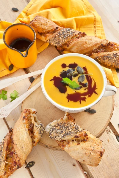 Supă de dovleac de casă — Fotografie, imagine de stoc