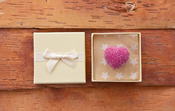 Pink chocolate in gift box — Stock Photo, Image