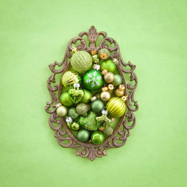 Green christmas baubles — Stock Photo, Image