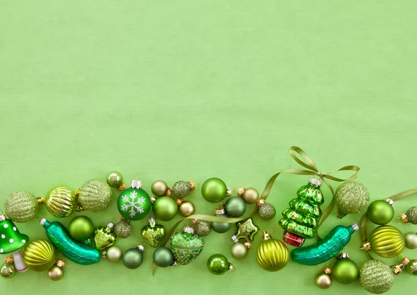 Green christmas baubles — Stock Photo, Image