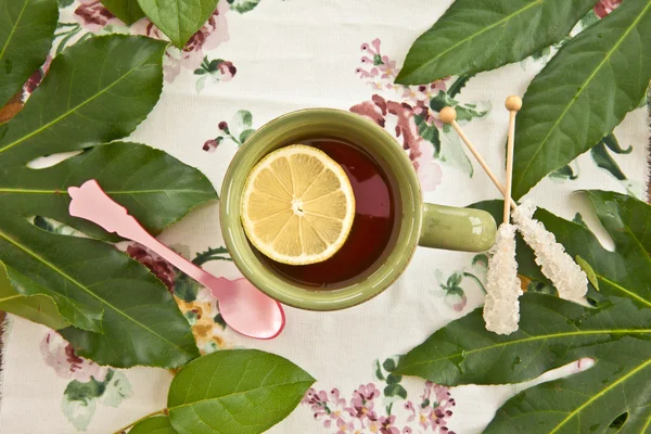 Tee im grünen Becher — Stockfoto