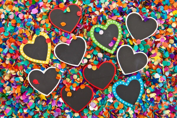 Little hearts on confetti — Stock Photo, Image