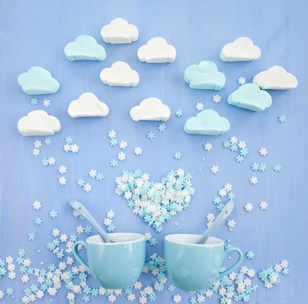 Marshmallows in cloud vormen — Stockfoto