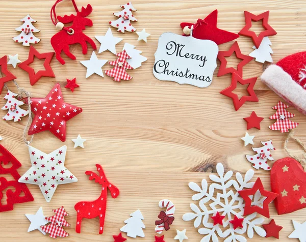 Houten achtergrond met xmas decoraties — Stockfoto