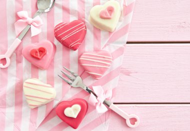 Pink Petit Fours in Heart shape clipart