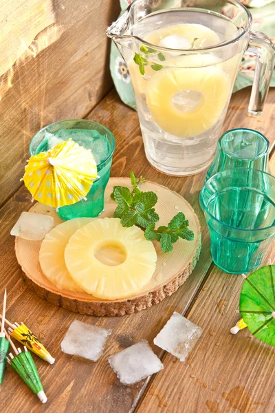 Homemade lemonade with pineapple — Stock Photo, Image