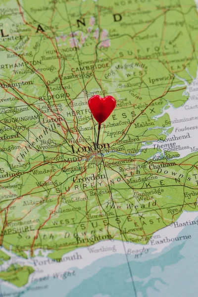 London pinned with a heart