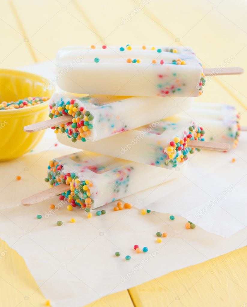 Frozen popsicles with sprinkles