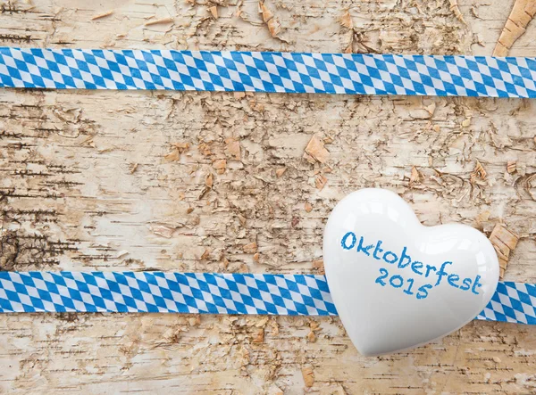 Rustic background with white and blue ribbon — Stock Photo, Image