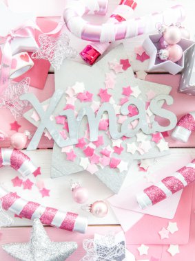 Pink christmas decorations clipart