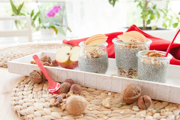 Chia Pudding with fresh fruits — Stock Photo, Image