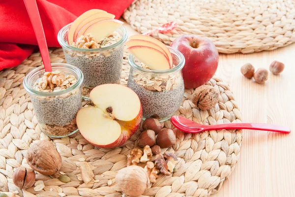 Chia Pudding med frisk frukt – stockfoto