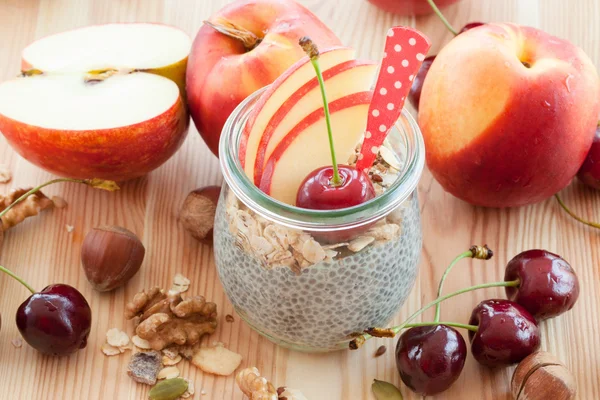Chia Pudding met vers fruit — Stockfoto