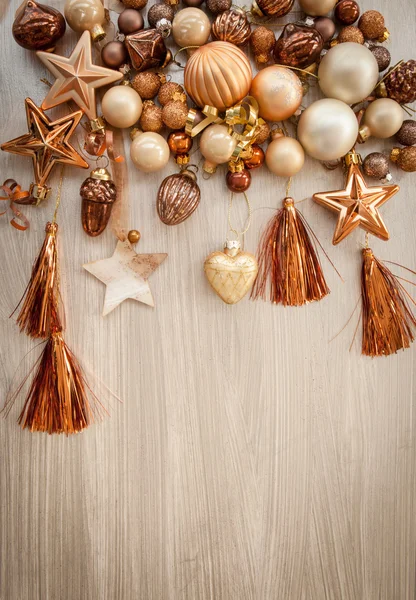 Christmas tree ornaments in bronze tones — Stock Photo, Image