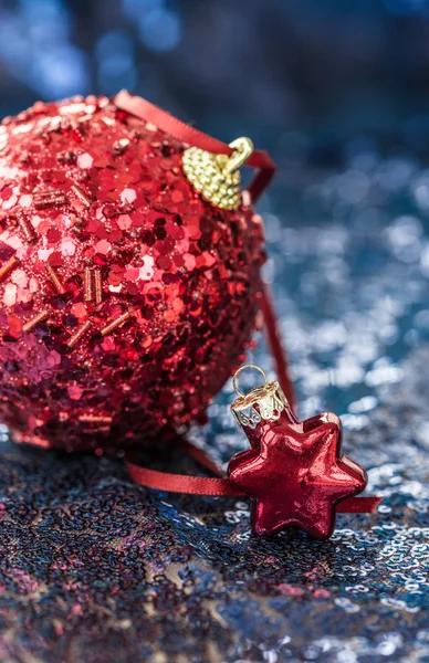 Christmas decorations on sequins — Stock Photo, Image