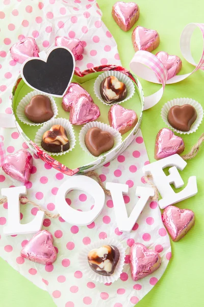 Colorful Chocolate hearts — Stock Photo, Image