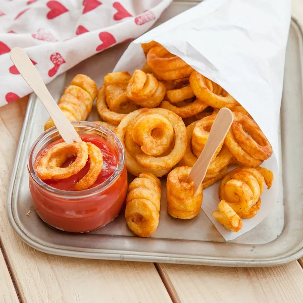 Spicy curly fries — Stock Photo, Image