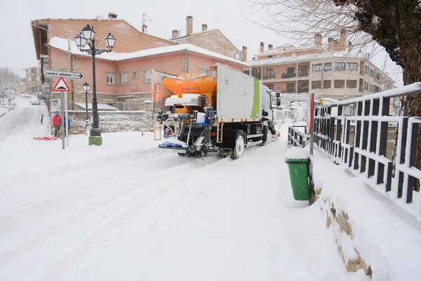 Manzanares Real Madrid España Enero 2021 Una Tormenta Nieve Arados — Foto de Stock