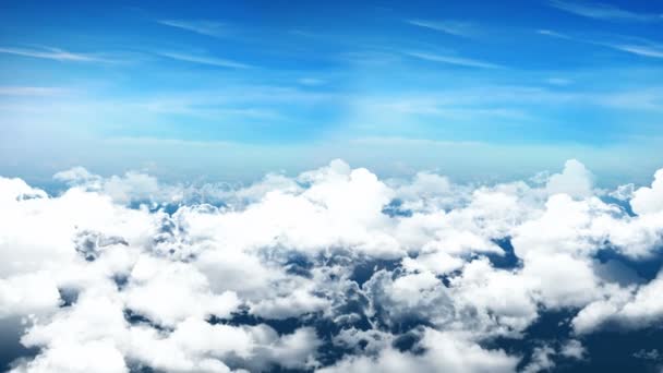 Seamless 3d animation of aerial view of cloudy blue sky with clouds with camera moving in skyscape background in 4k loop — Stock Video