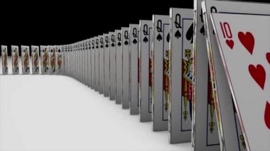     Iskambil kartları nın 3d animasyon düşme ve etkisi 4k ultra Hd bir domino gibi başka bir 