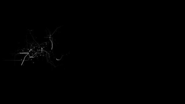 Abstract electricity flow or electronic circuit node and grid line pattern in futuristic style in black isolated background in 4k ultra HD — Stock Video