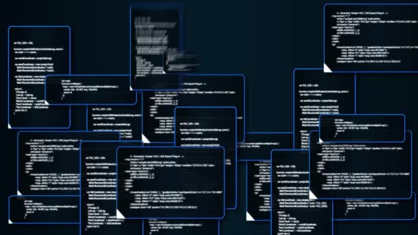 Animation de l'écran du moniteur de l'ordinateur montrant le code source du dossier Windows et le signe d'alerte texte avertissement et clignotant que le système avait été piraté ou infecté par un virus réseau en 4k ultra HD — Video
