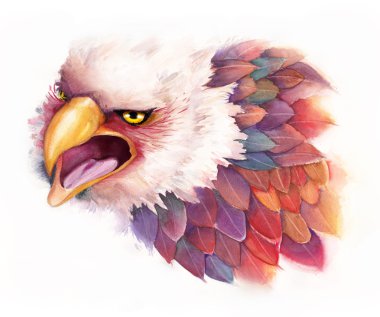 Fantezi tarzında suluboya kartal