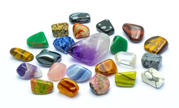 Colorful stones and minerals in white backgrounds — Stock Photo, Image