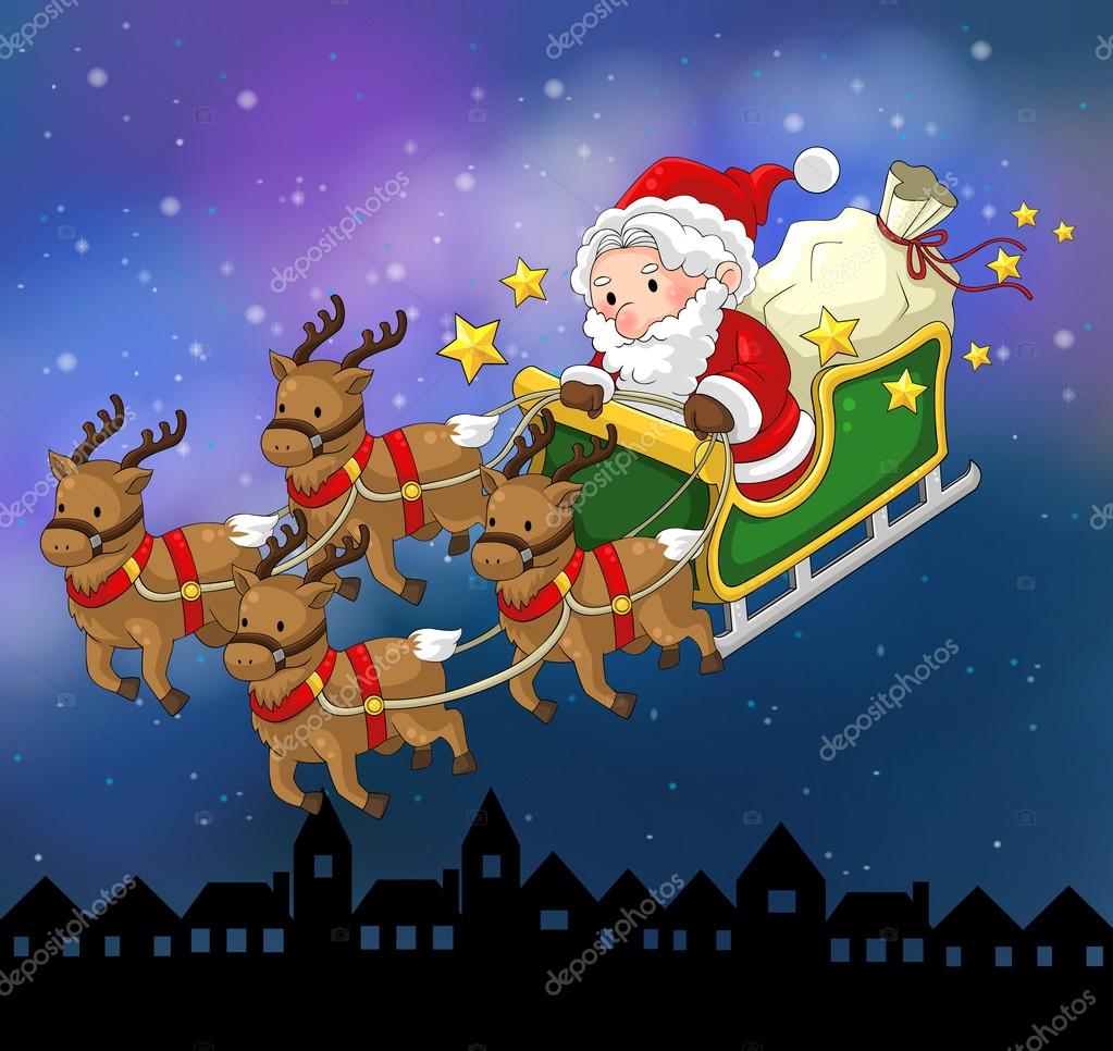 Lista 95+ Foto Dibujos De Santa Con Sus Renos Mirada Tensa