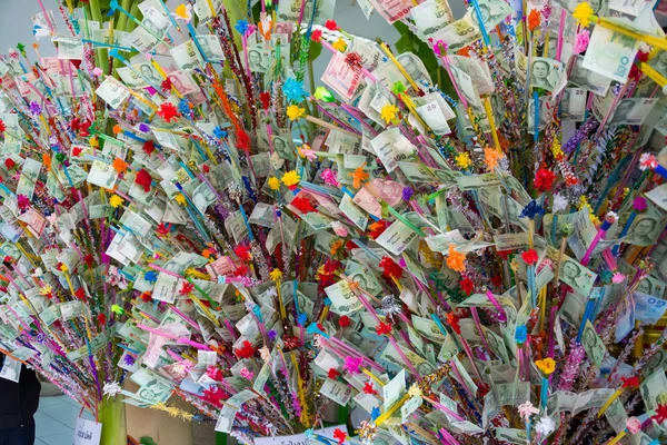 Thai people make a donation tree in Visakha Bucha day. — Stock Photo, Image