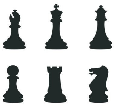Siluet satranç simgesi vecter kümesi