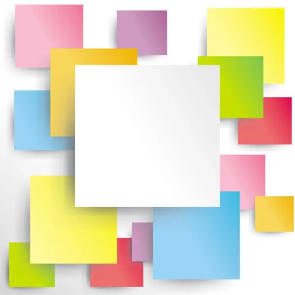 Quadrados coloridos sobre papel branco com sombra (vetor ) — Vetor de Stock