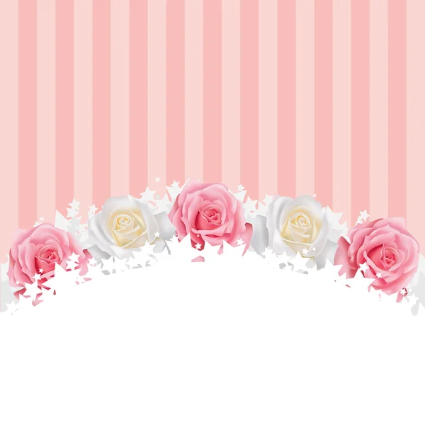 Rosa y rosas blancas de fondo — Vector de stock