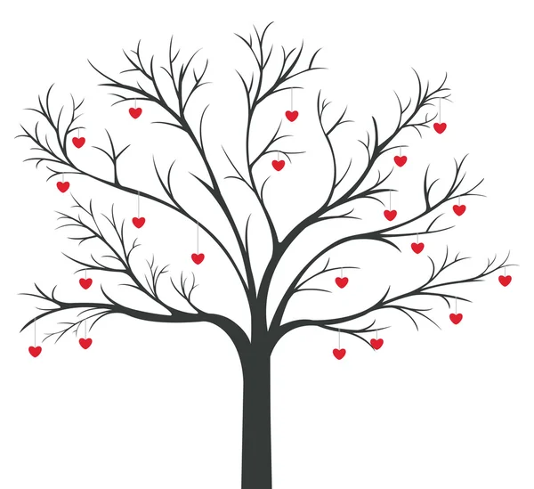 Árbol de corazones rojos colgando — Archivo Imágenes Vectoriales