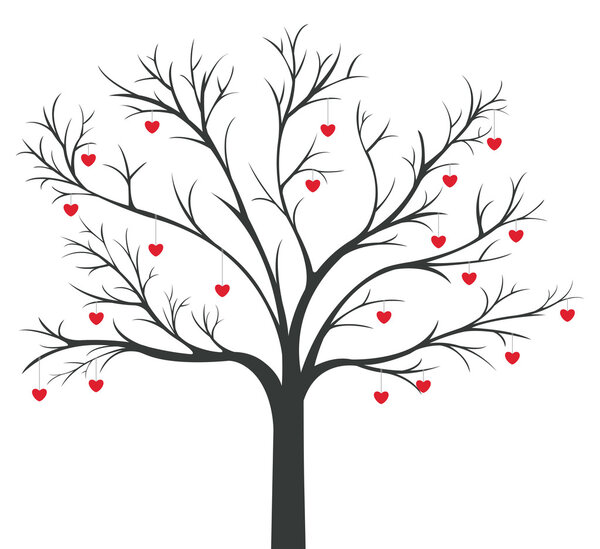 Висит дерево красных сердец
