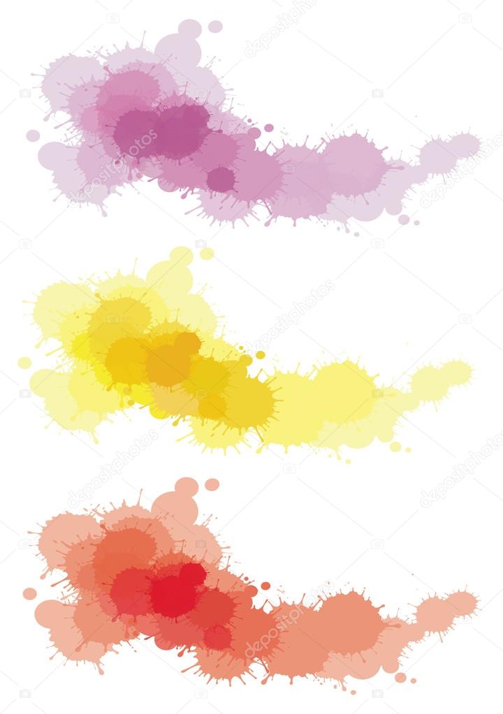 3 watercolor splatter color set in isolated background, create by vector
