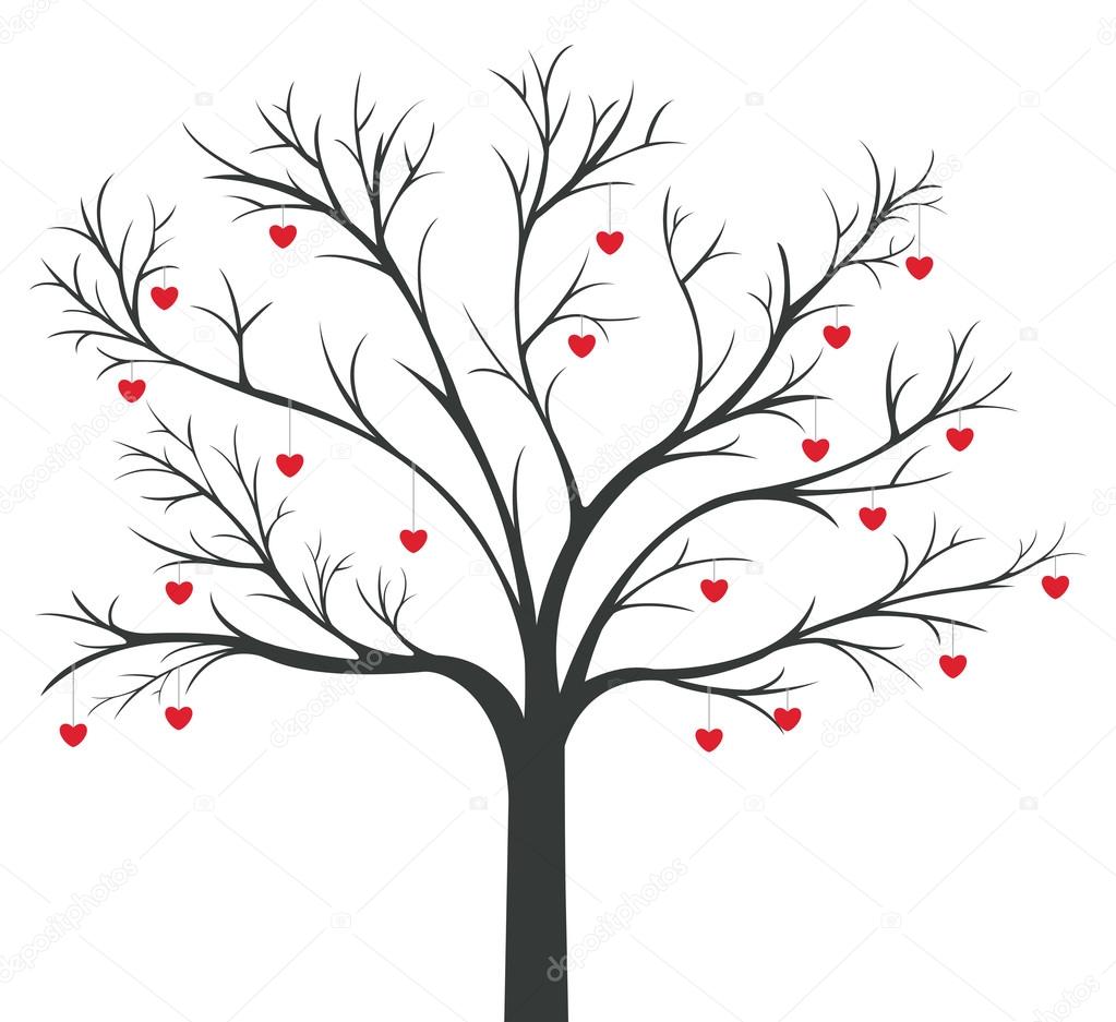 Tree of red Hearts hanging