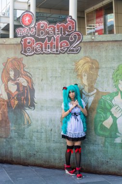 Bangkok, Tayland - 31 Mart: Tay Miku cosplayer grubu savaş konseri Festivali 31 Mart 2013 Bangkok'ta teşvik etmektedir. Miku bir ünlü Japon VOCALOID karakterdir.