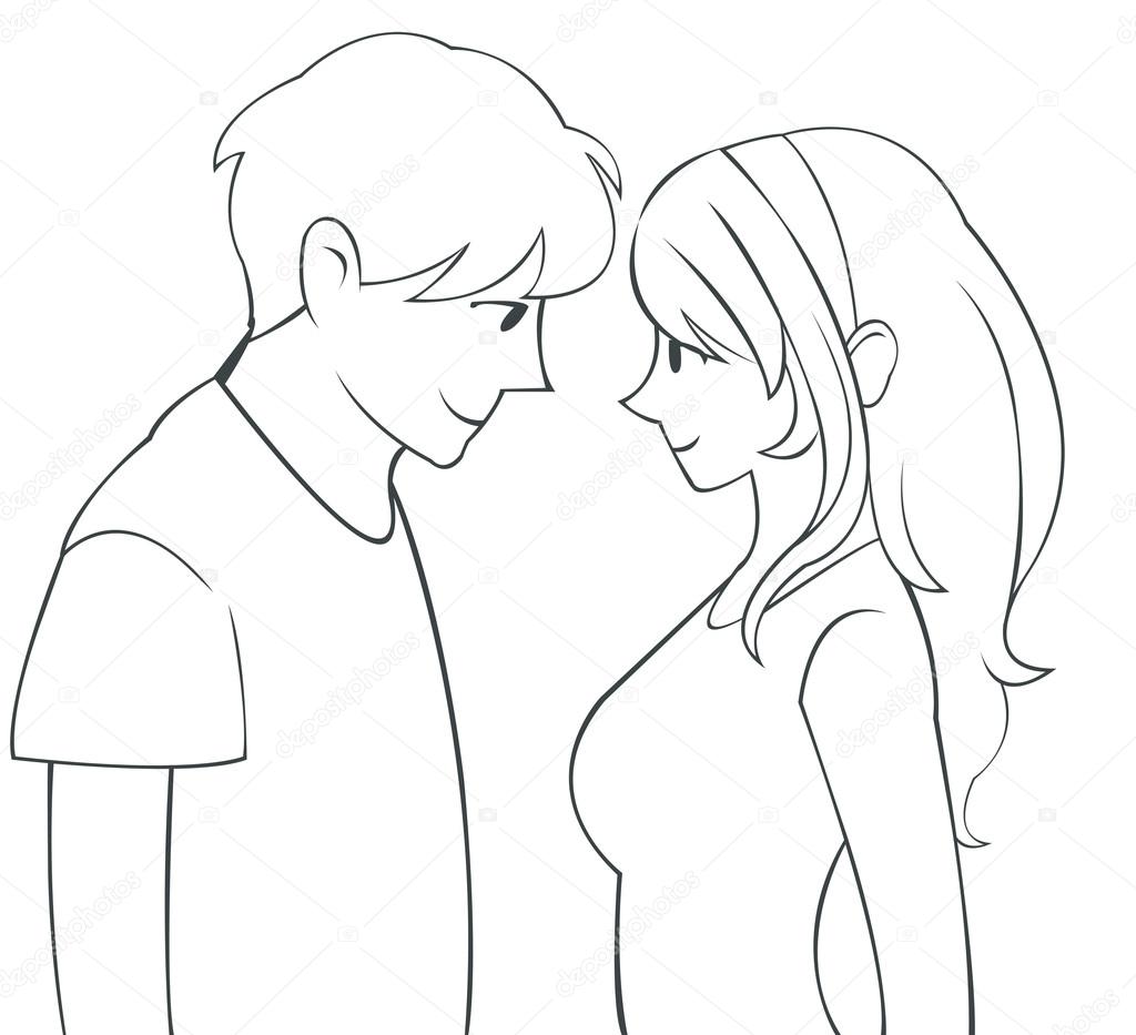 Pencil Sketch of Cute cartoon Teen love Couple of Japanese cartoon ...