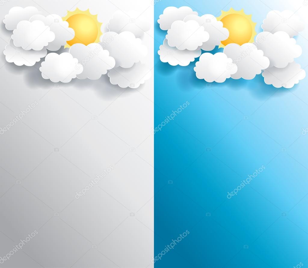 3D glossy Sunny weather paper banner in various background, create by vector
