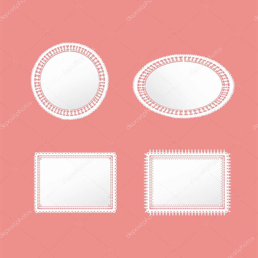 Four cute doily pattern badge tag icon collection, create by vector