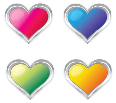 Colorful 3d Heart sign symbol button icon collection set, create by vector