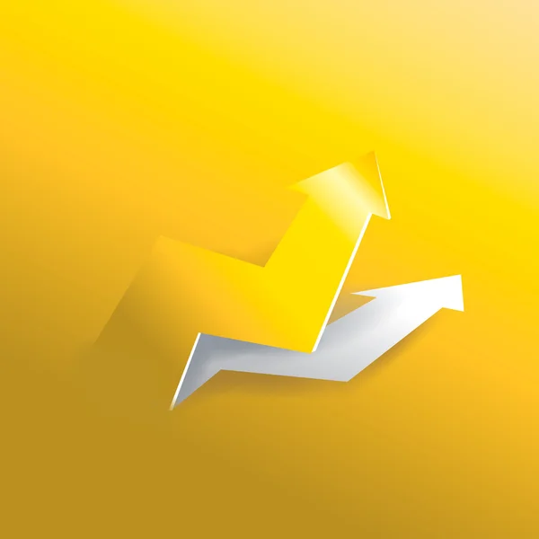 Glossy Arrow business profit graph peeling up augmentation de la texture de fond de papier d'or, créer par vecteur de style 3d — Image vectorielle