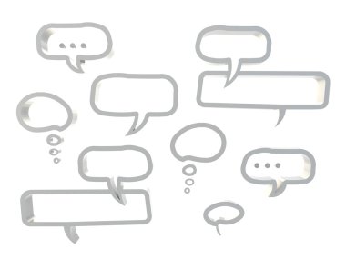 Various bubble speech boxes icon set create in 3D